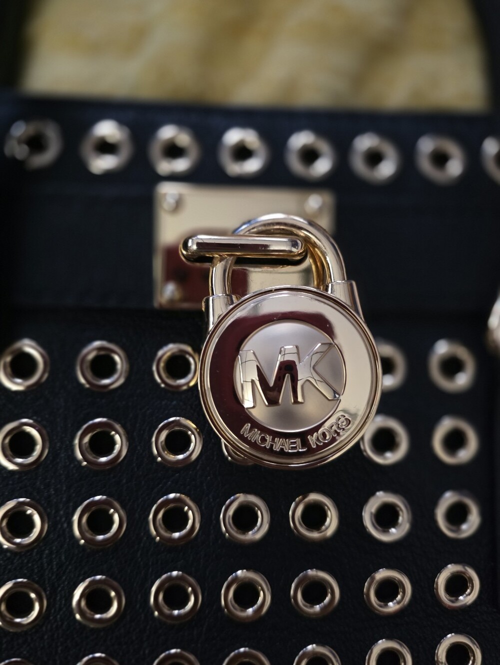 Michael Kors Black Satchel with Gold Grommet Accents - Picture 8 of 10